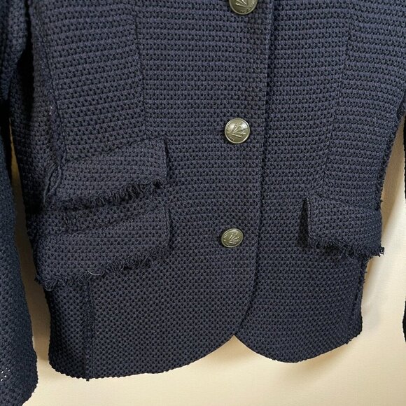 Rag and Bone Slade Tweed Blazer Womens Size 4 Navy Blue Work Career Professional - Picture 5 of 12